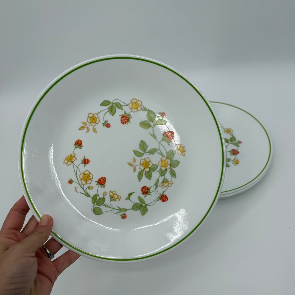 Corelle Strawberry Sunday Dinner Plates Set of 4 Corning Vitrelle 10.25 Inch